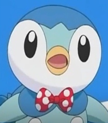 Piplup in a bowtie with blue background